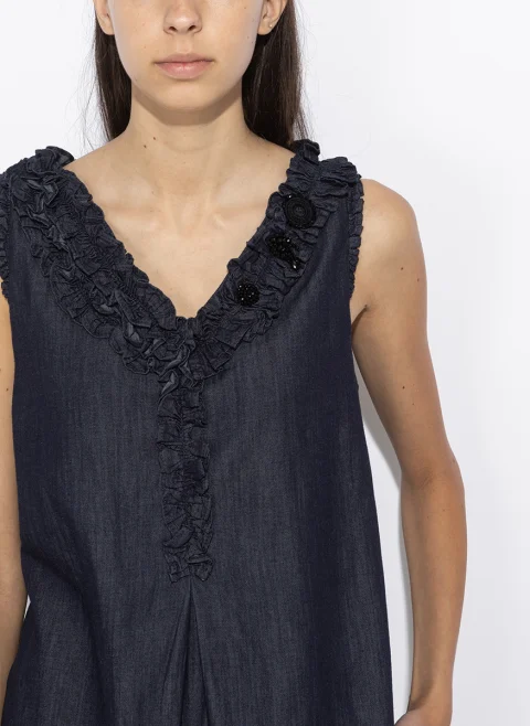 Топ от деним с рюш детайли 'S Max Mara Stmpiuma — снимка 6