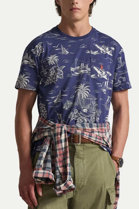 T-Shirt Printed Jersey-Knt 710B16619001 410 navy — снимка 2