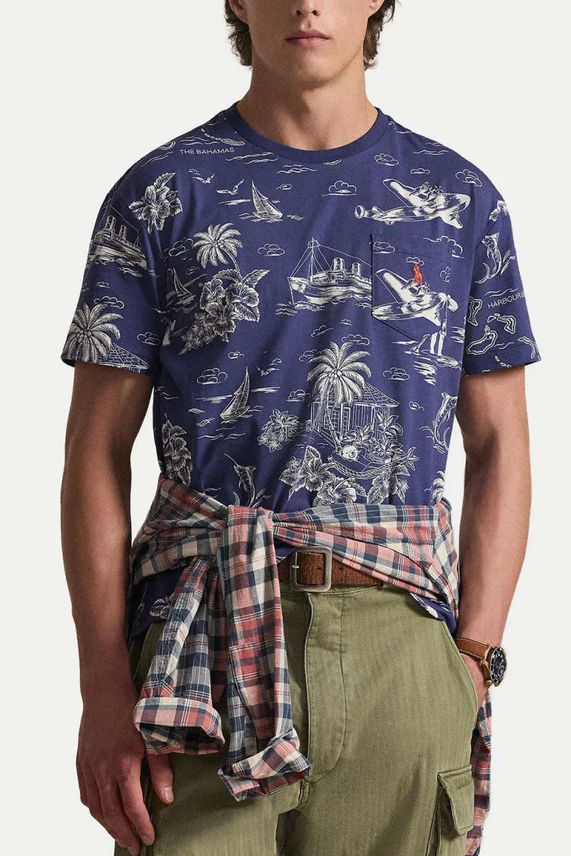 T-Shirt Printed Jersey-Knt 710B16619001 410 navy — снимка 2