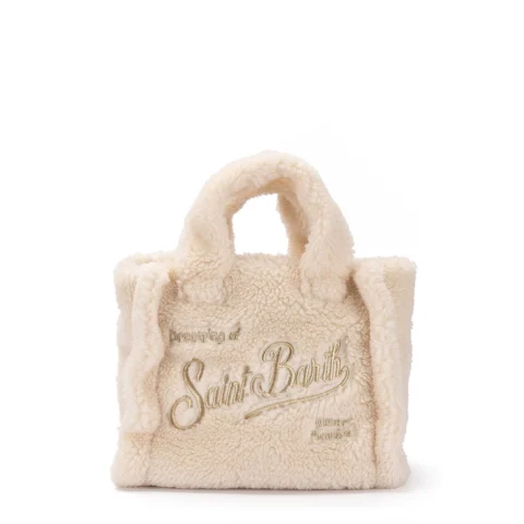 Дамска бяла чанта Vanity Mini Teddy SAINT BARTH