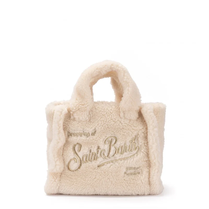 Дамска бяла чанта Vanity Mini Teddy SAINT BARTH