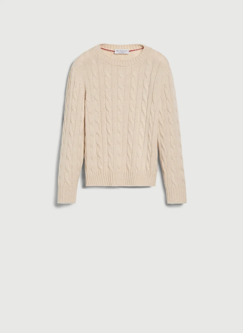 Пуловер от кашмир 'Cable knit' Brunello Cucinelli Kids 12