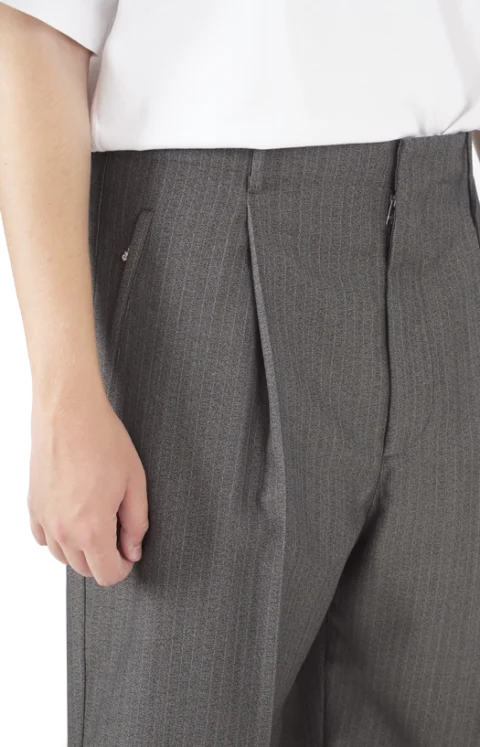 Wool And Mohair Pants in Desert/Grey Melange — снимка 2