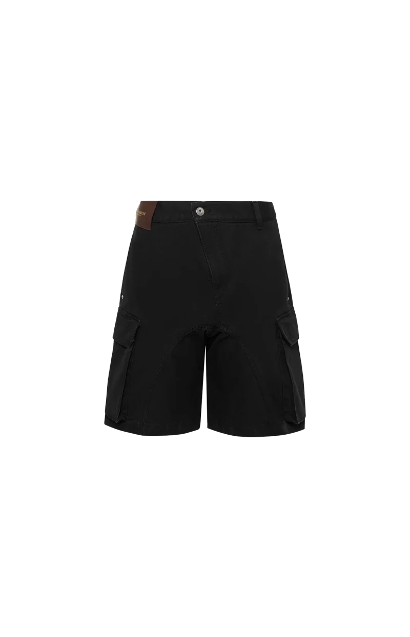 Twisted Patch Pocket Shorts in Black