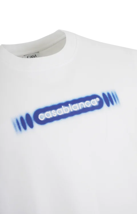 Blurred Logo Cotton T-Shirt in White — снимка 2
