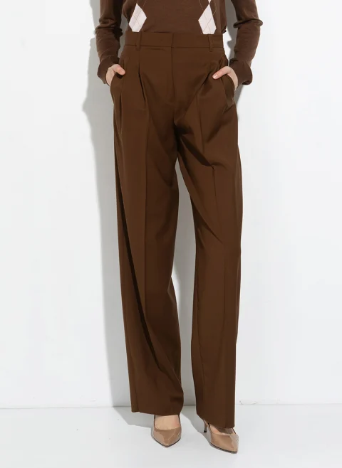 Панталон от фина вълна с колан Max Mara Studio Mstbacio — снимка 2
