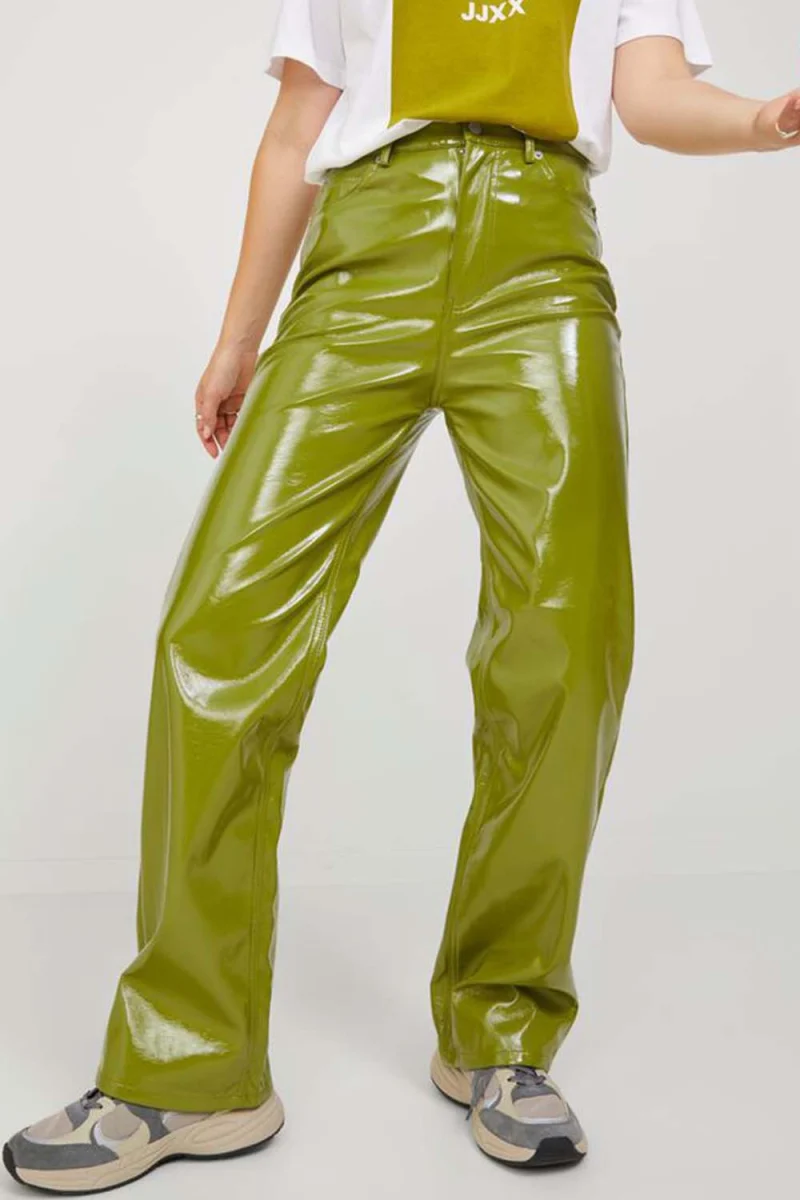 Панталони Jxkenya Hw Stra Faux Leat Pant Noos 12201557 18-0538 Woodbine/Shiny — снимка 2