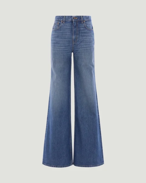 High-Rise Flare Jeans in Denim