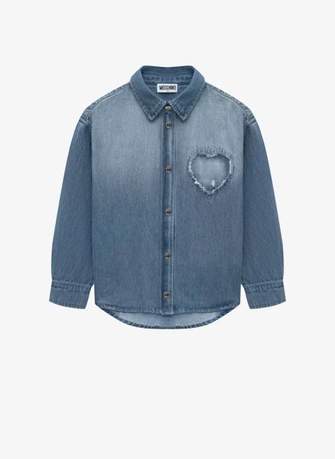 Риза от деним с 'heart' мотив Moschino Kids
