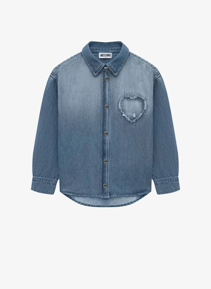 Риза от деним с 'heart' мотив Moschino Kids