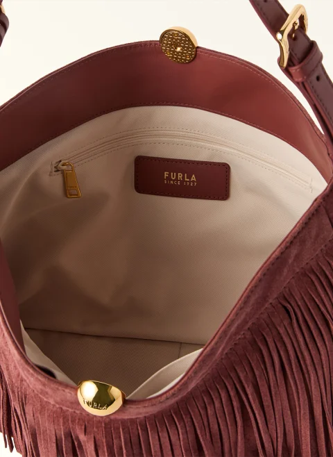 Велурена чанта Furla Sfera Toni Marsala L — снимка 3