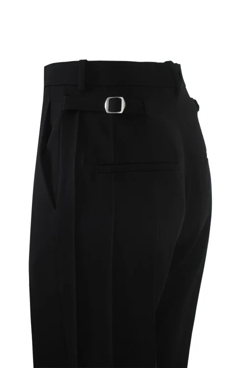 Wool Grain De Poudre Pants in Black — снимка 3