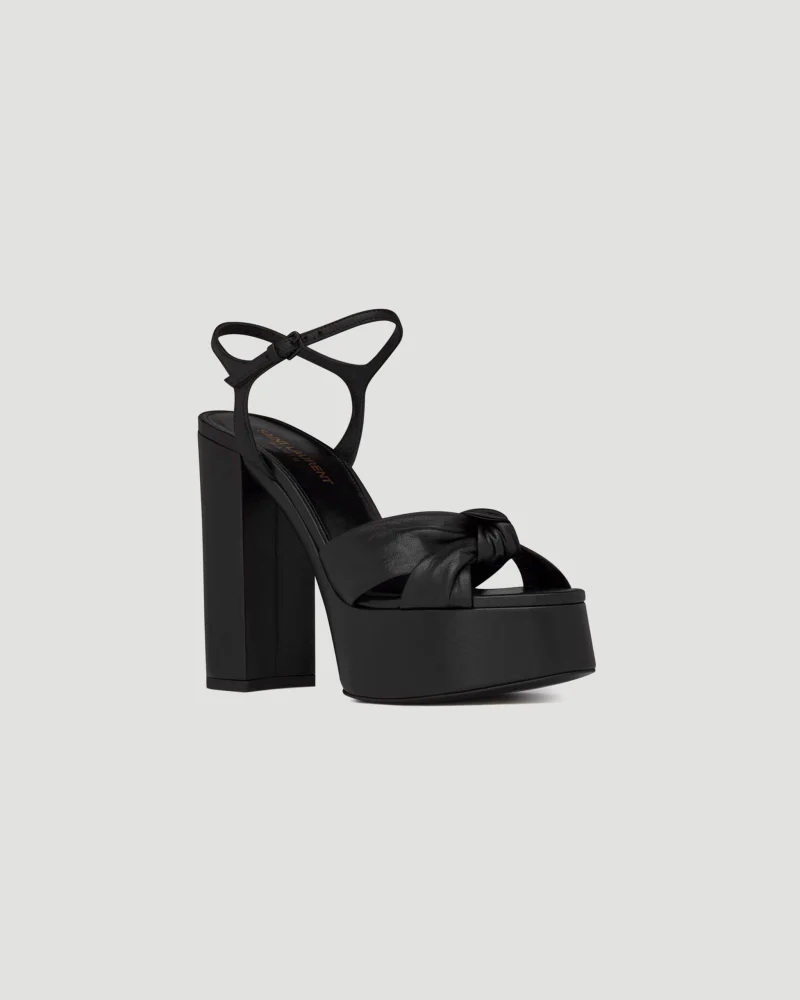 Bianca Platform Sandals in Black Smooth Leather — снимка 2