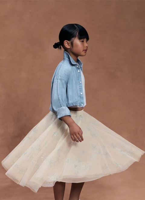 Риза от деним Brunello Cucinelli Kids 4-6 — снимка 6
