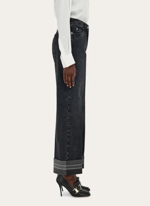 Деним `Turn up hem` Ferragamo — снимка 4