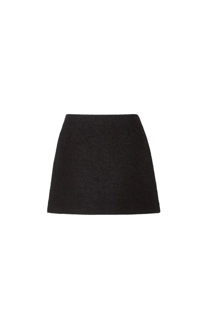 Wool Bouclé Skirt in Black