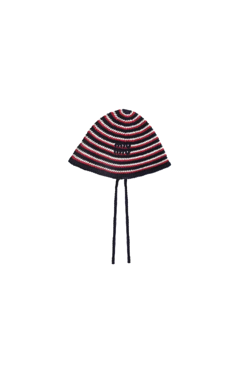 Striped Crochet Bucket Hat — снимка 2