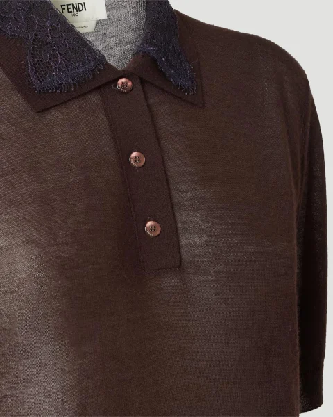 Brown Cashmere Polo Shirt — снимка 2