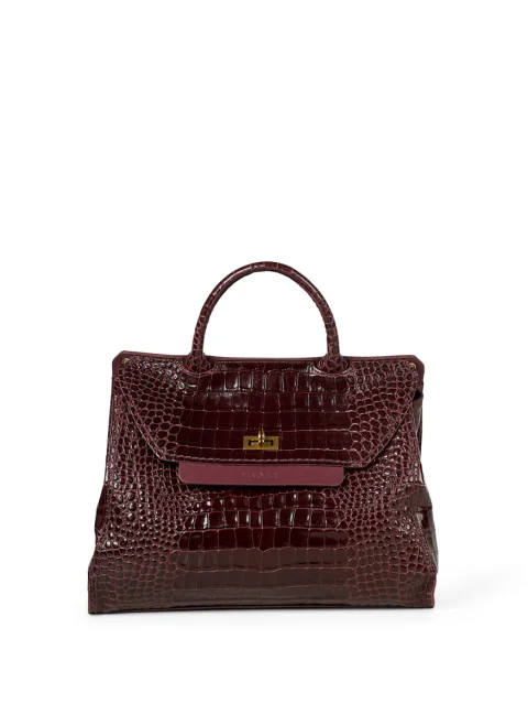 Кожена чанта 'Croc-effect' Visona Ornella