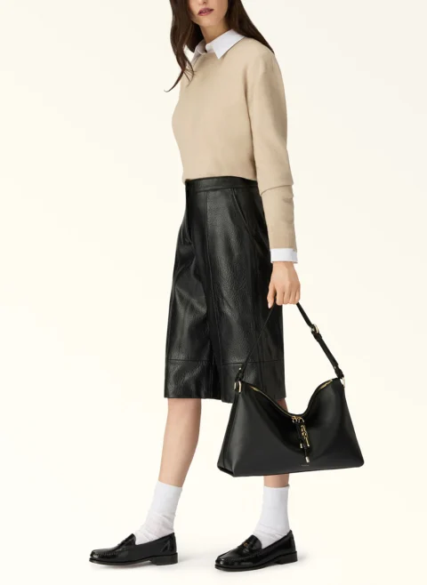 Кожена чанта Furla Debby Nero — снимка 5