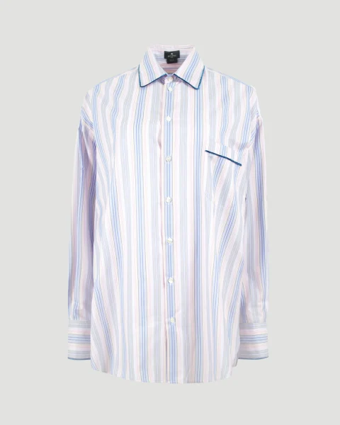 Striped Cotton Shirt in Blue