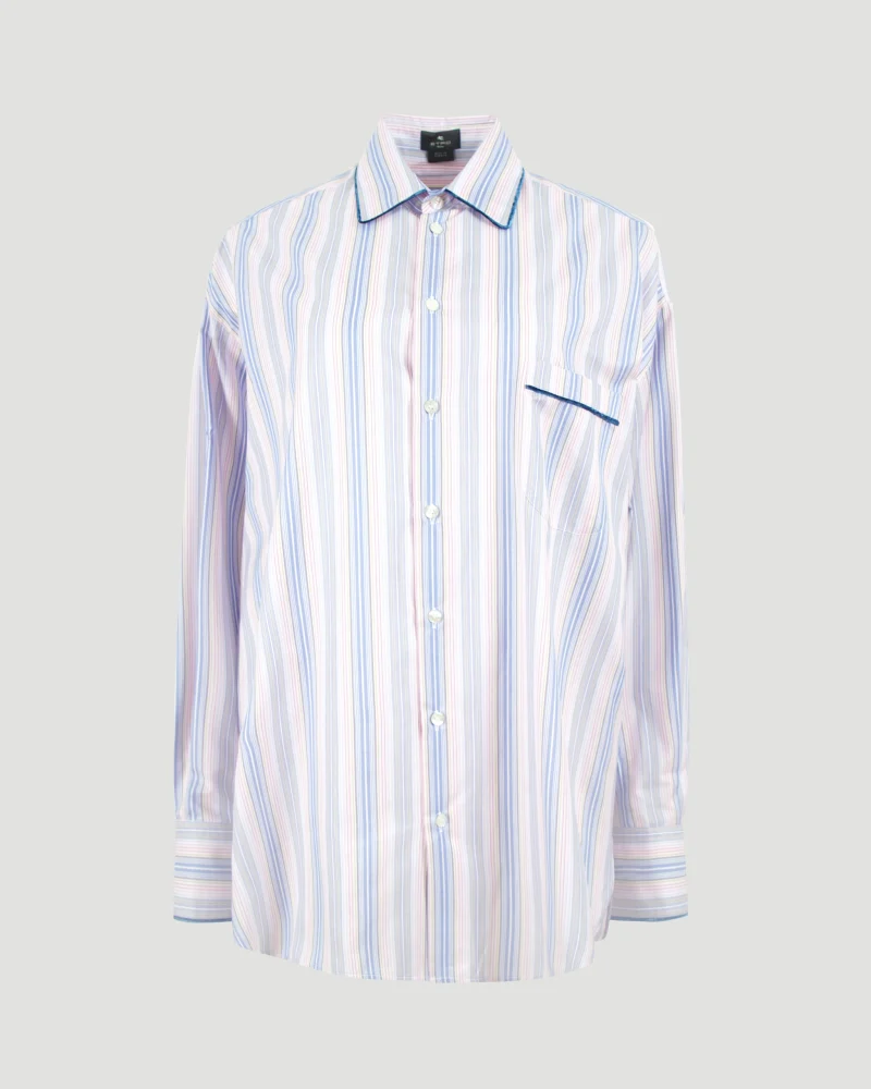 Striped Cotton Shirt in Blue