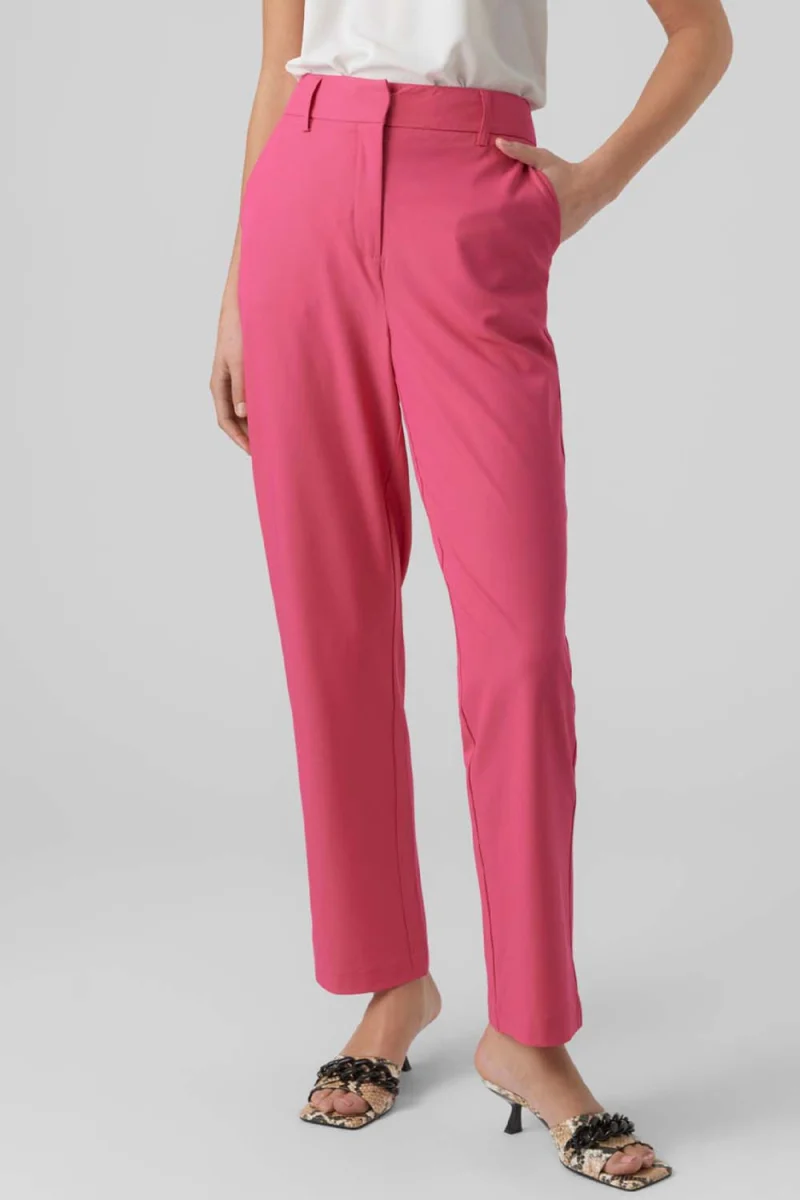 Панталон Vmzelda Hr Straight Pant Noos 10261257 17-2034 TCX pink yarrow — снимка 2