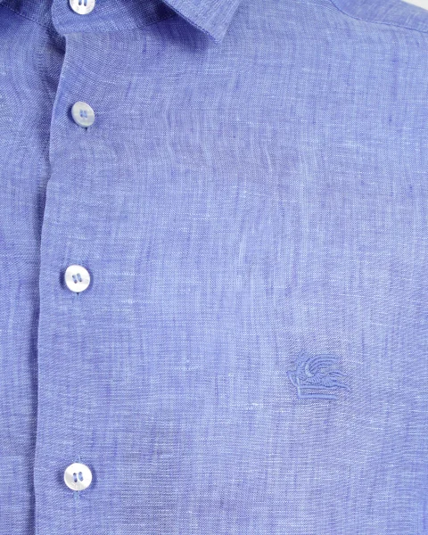 Linen Shirt with Pegaso in Light Blue — снимка 2