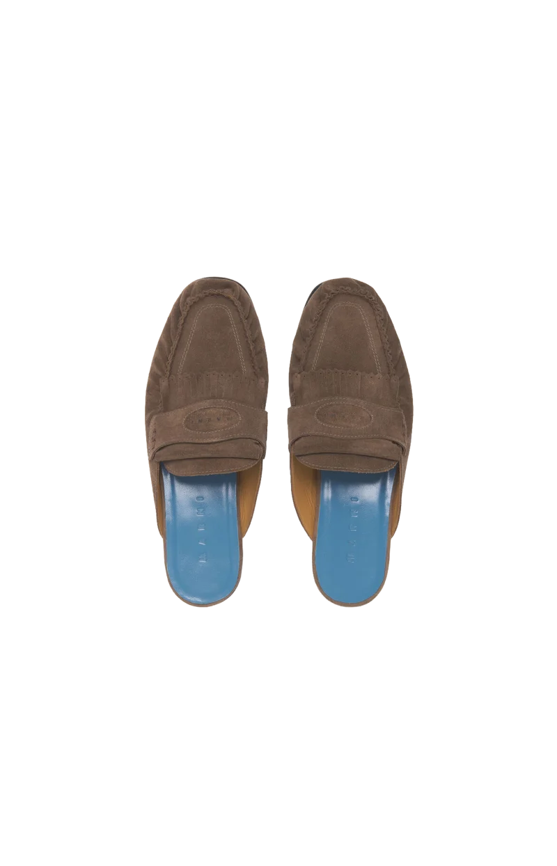 Suede Sabot with Fringe Trim — снимка 4