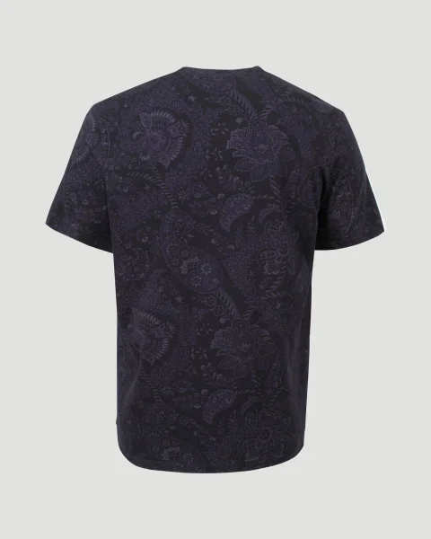 Cotton T-Shirt in Navy Pattern — снимка 2
