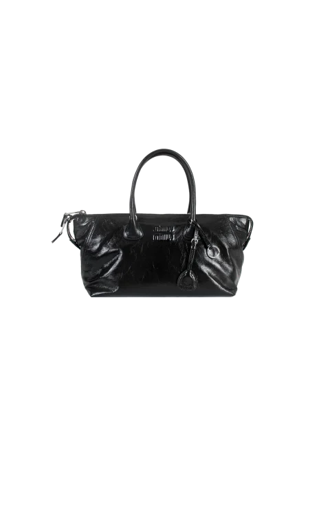 Black Shiny Leather Bag