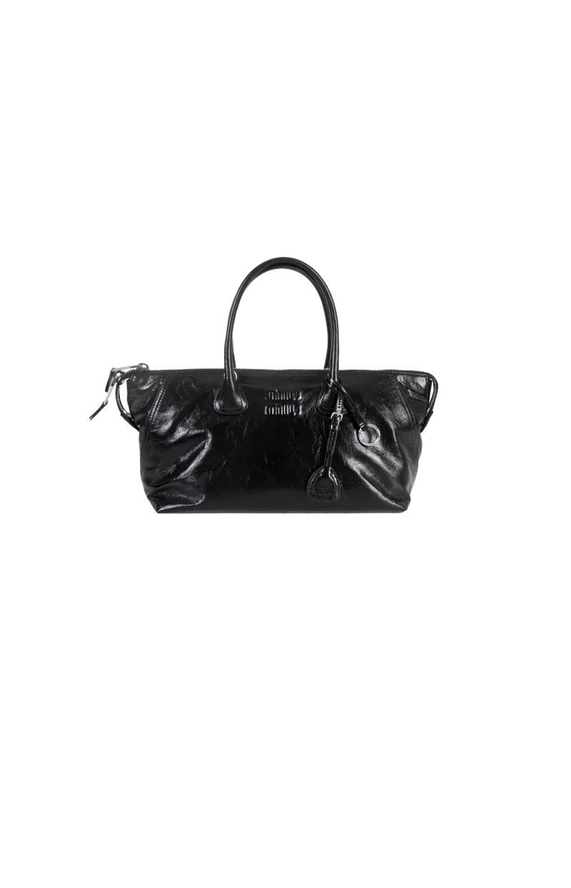 Black Shiny Leather Bag