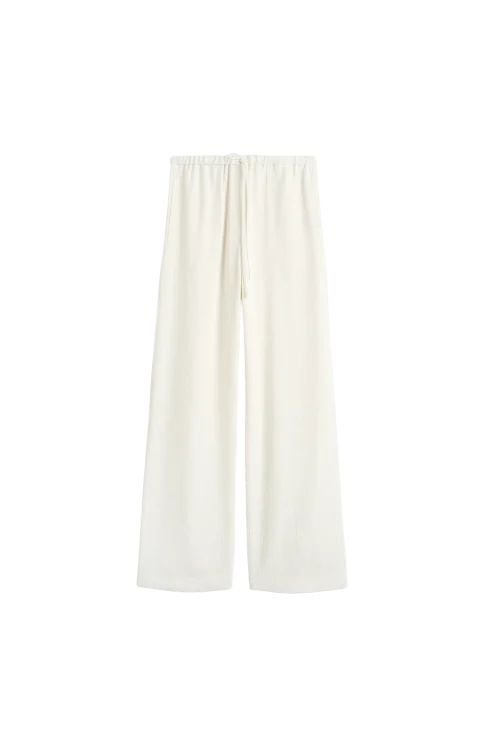 Woven Stripe Drawstring Trousers Meringue