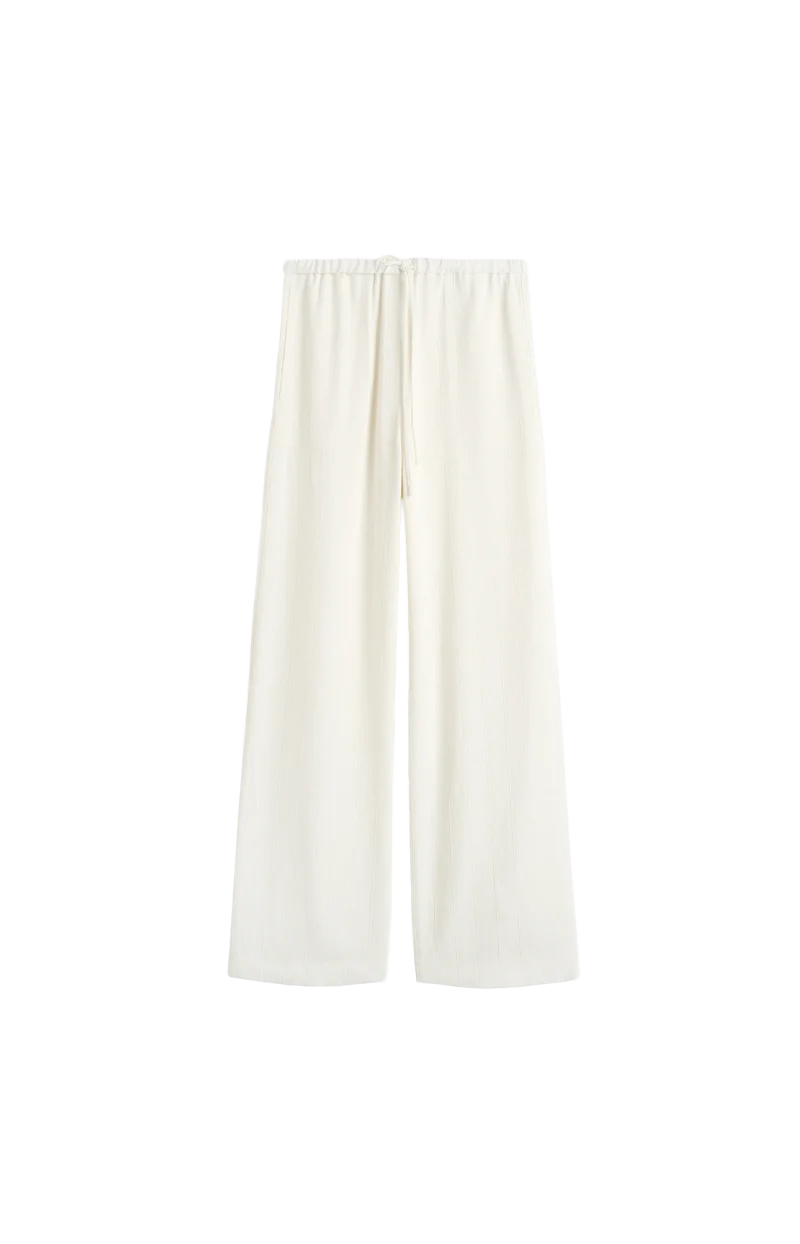 Woven Stripe Drawstring Trousers Meringue