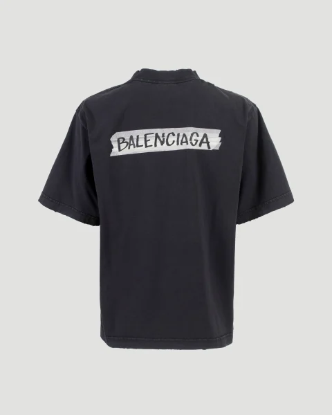 Women's Masking Tape T-Shirt in Black — снимка 3