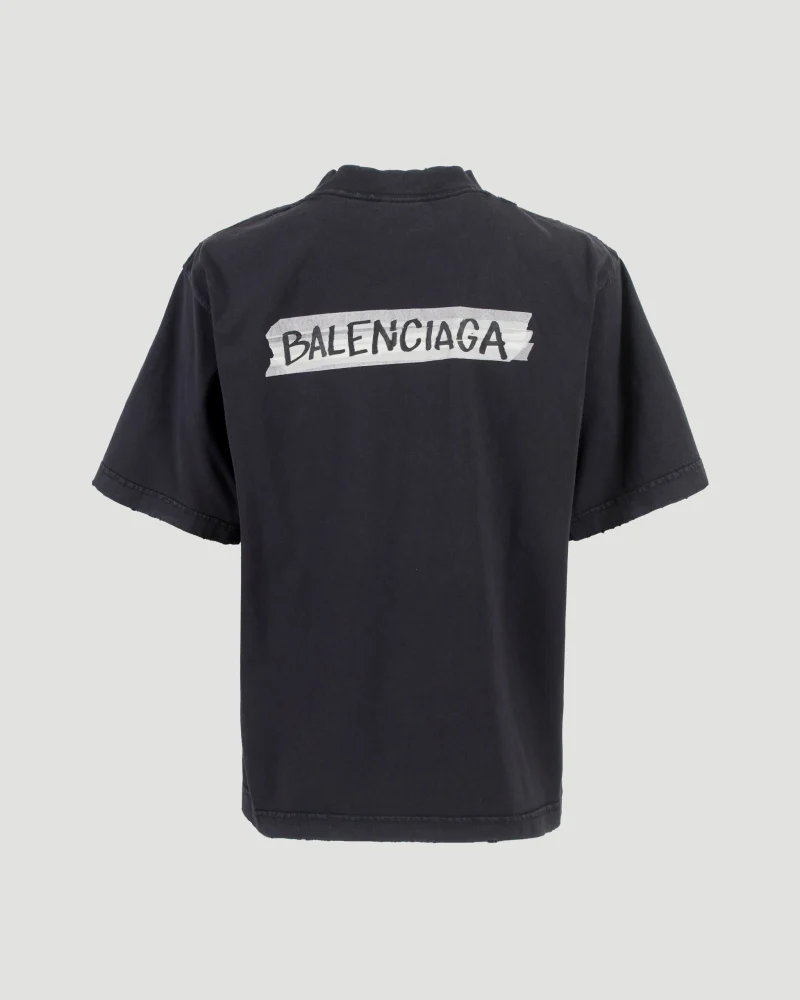 Women's Masking Tape T-Shirt in Black — снимка 3