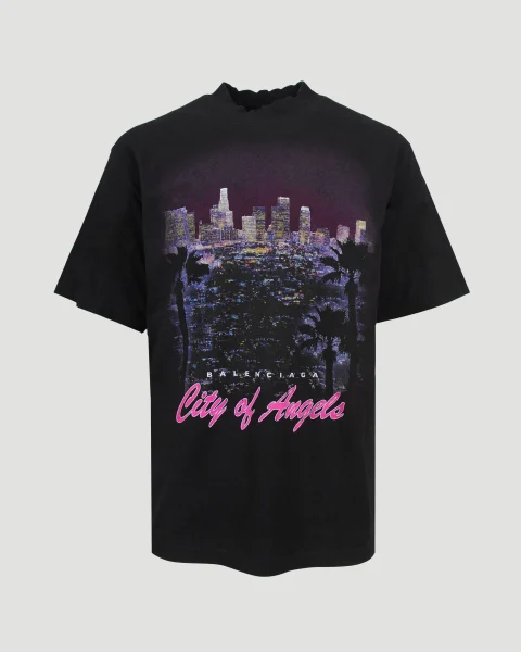 City of Angels T-Shirt Medium Fit in Black Faded