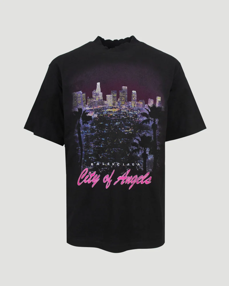 City of Angels T-Shirt Medium Fit in Black Faded
