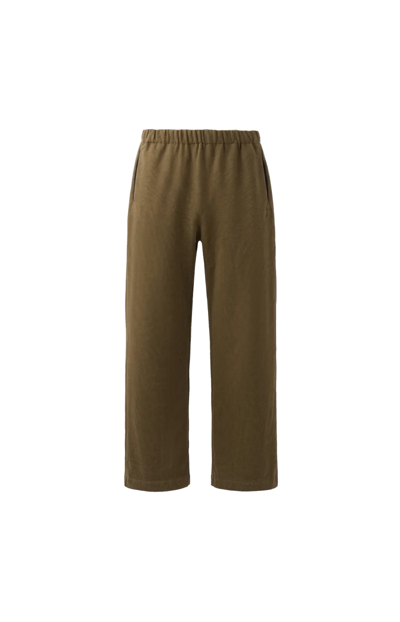 Khaki Cotton Logo Straight Sweatpants