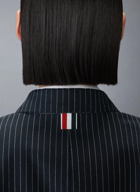 Сако с фино райе от вълна Thom Browne — снимка 4