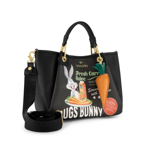 Дамска чернa чанта Amy Looney Tunes Braccialini — снимка 6