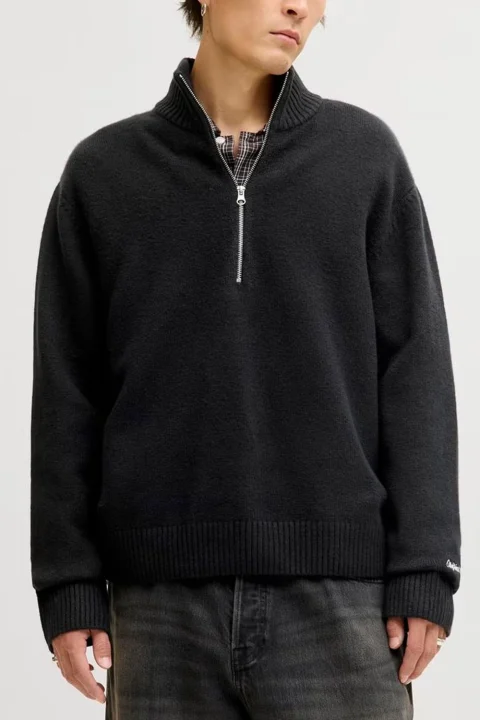 Плетено Jornorrebro Half Zip 12282749 C-N10 black — снимка 2