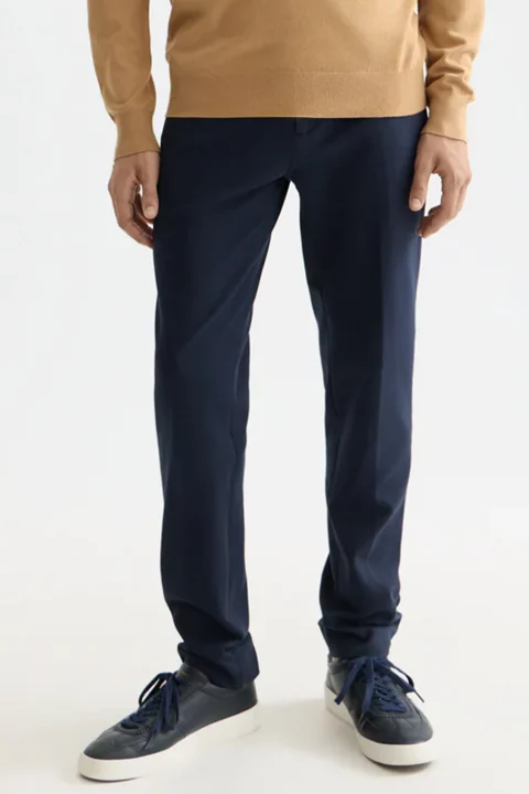 Панталон Mott Tailored Knitted Yarn Dyed Chino 181557 401 night — снимка 2