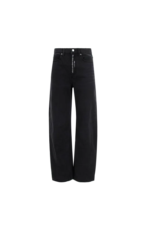 Logo Straight-Leg Jeans in Faded Black