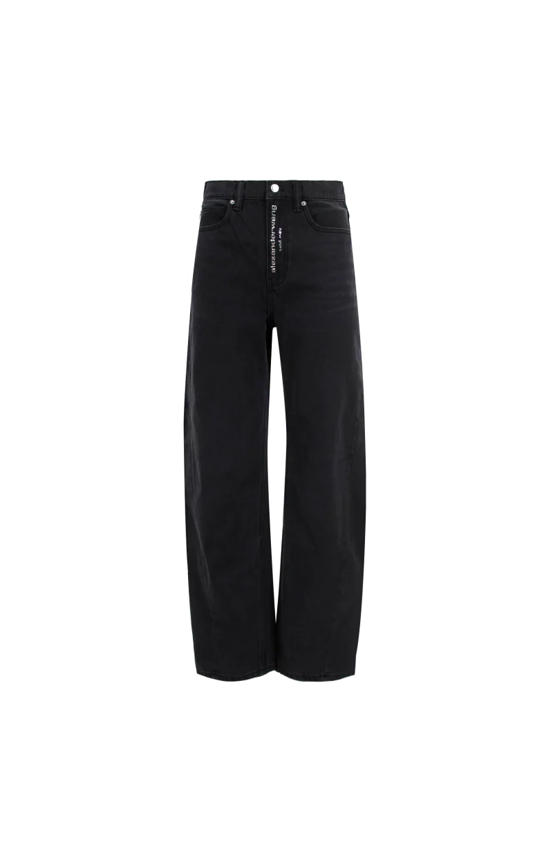 Logo Straight-Leg Jeans in Faded Black