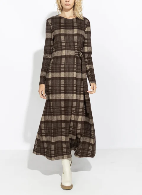 Дълга рокля с кариран принт Weekend Max Mara Wkdpalo