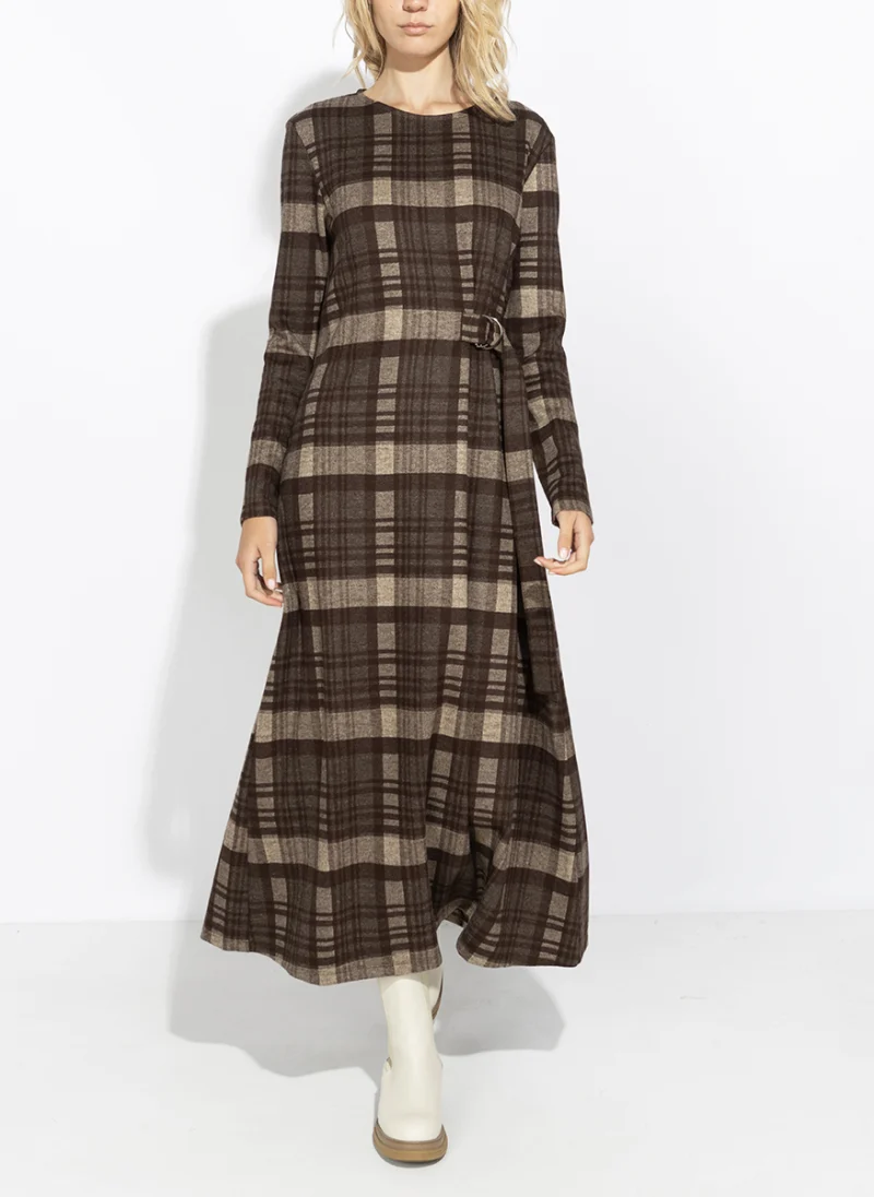 Дълга рокля с кариран принт Weekend Max Mara Wkdpalo