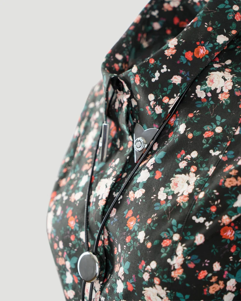 Pleated Floral Cotton Shirt — снимка 3