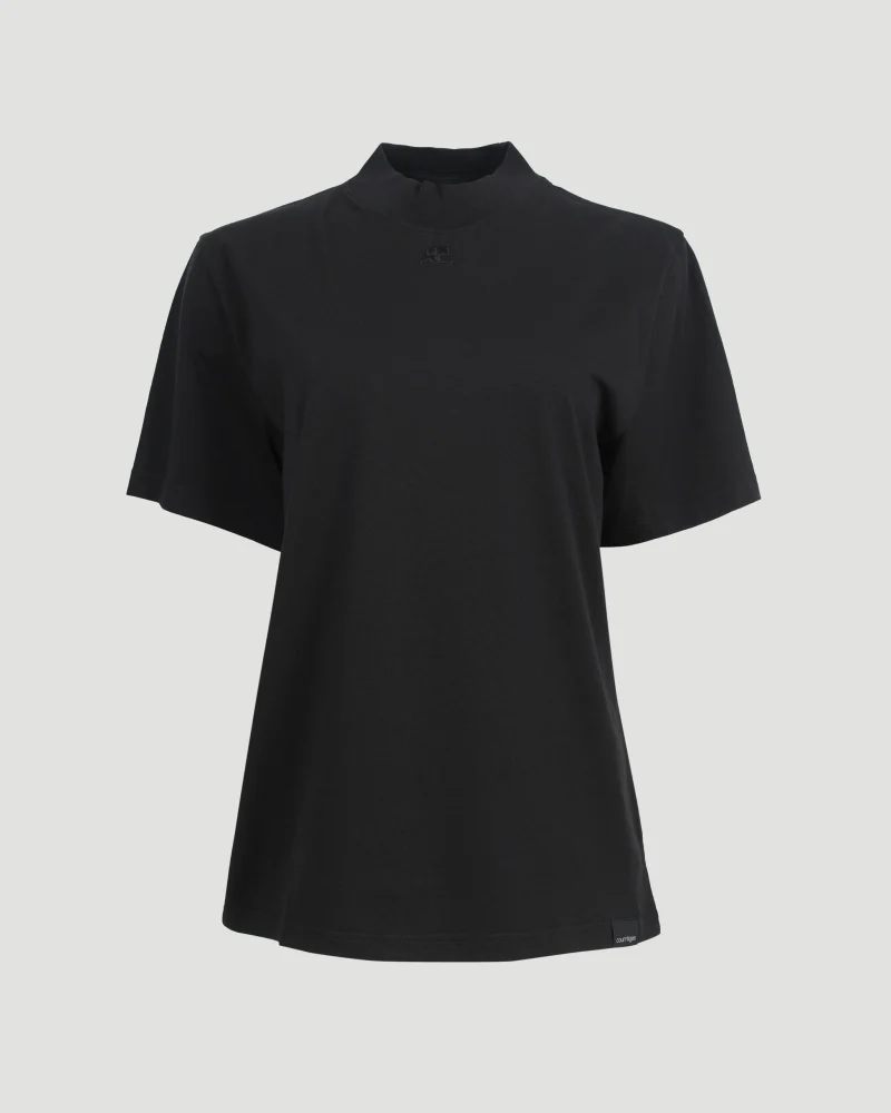 Volcano Logo-Appliqué Cotton T-Shirt in Black