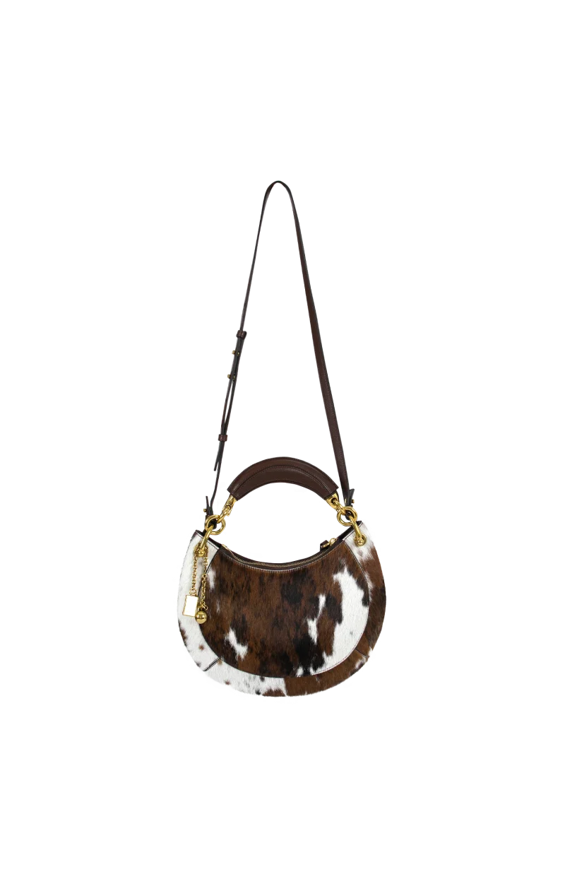 Leather and Calf Hair Top-Handle Bag